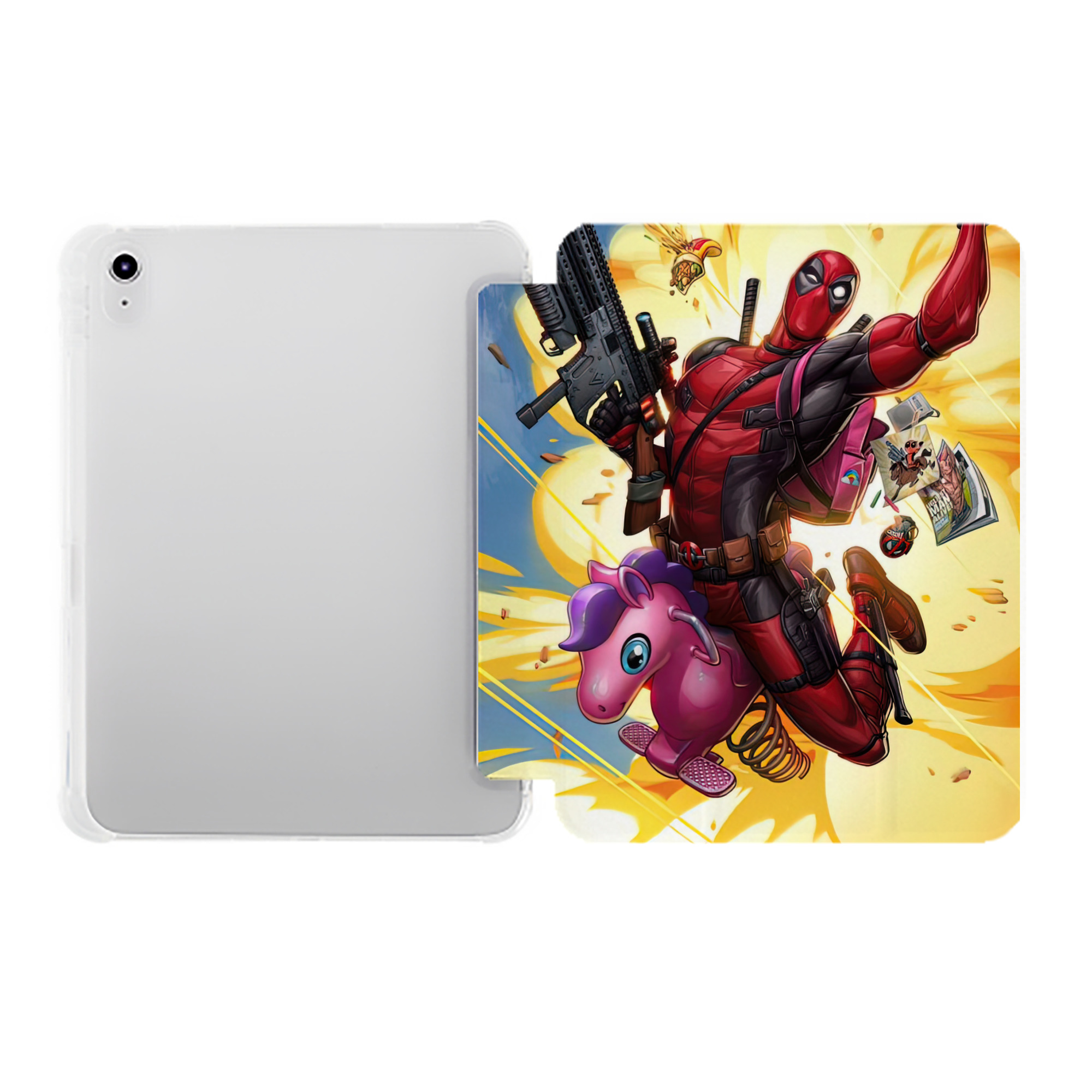 （画像用） Deadpool デッドプール IPad ケース ペン収納付き 三つ折りスタンド PUレザー×シリコン 対応機種9.5/10.5/10.9インチ